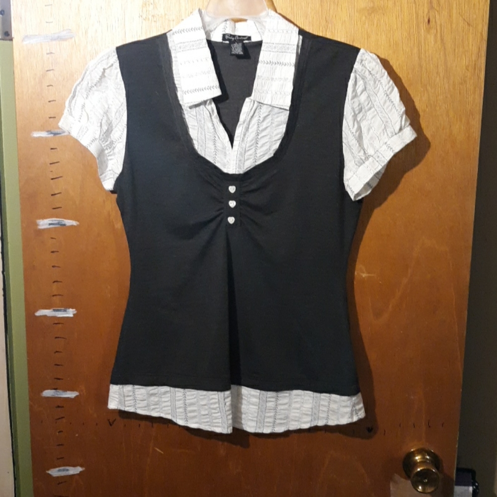 Cute layered-look top.  Body central. Large.